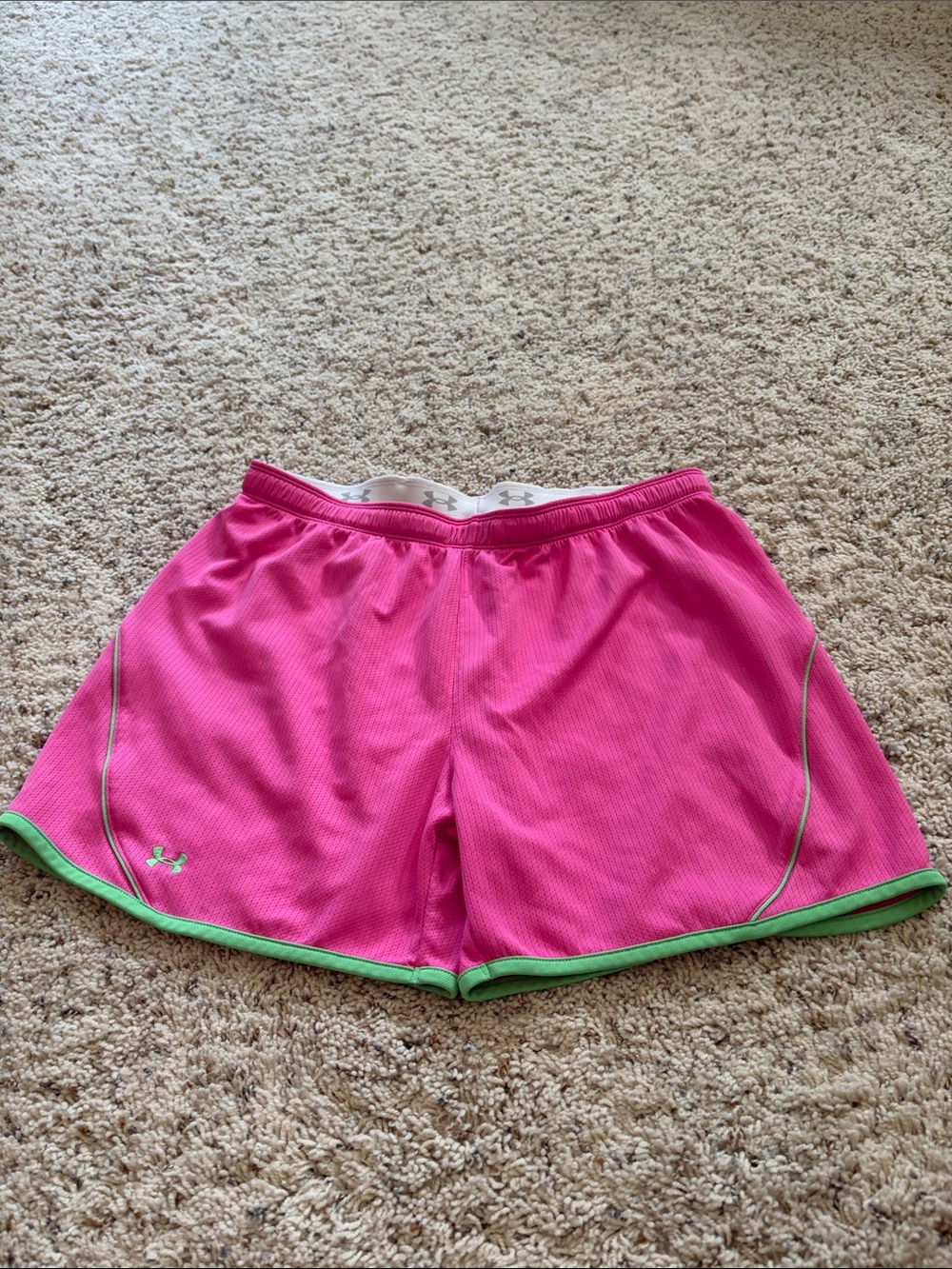 Under Armour Hot Pink Athletic Shorts with Lime Trim